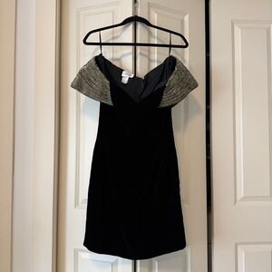 Vintage 90s Black and Gold Velvet Holiday Dress Size 4